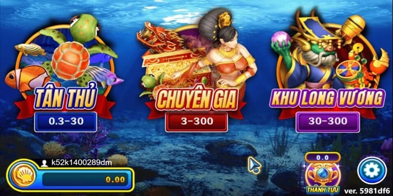 Nhiều phòng chơi cho bạn lựa chọn tại bắn cá Long Vương